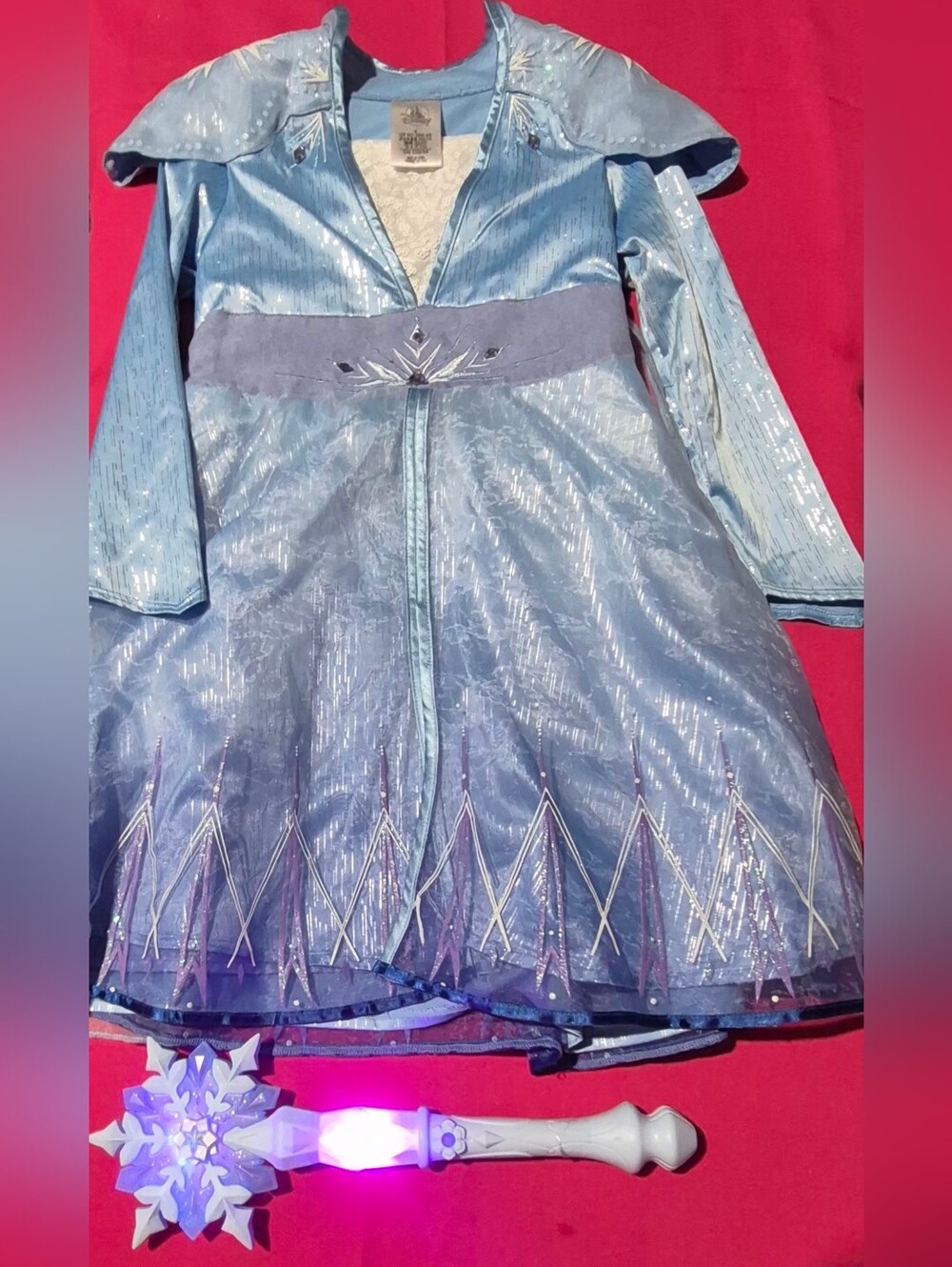 Disney Light Blue Iridescent Elsa Princess Dress with Light Up Singing Wand